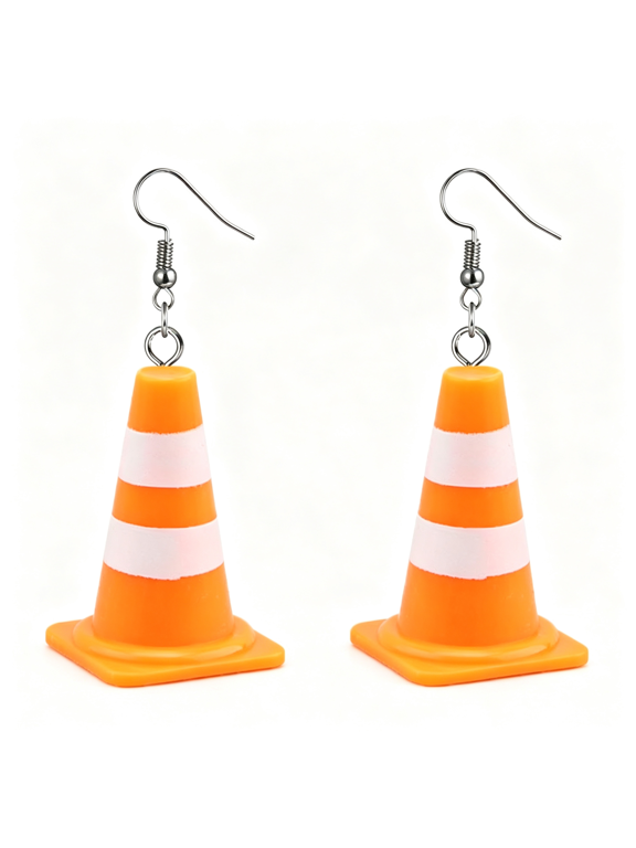 Traffic Cone Dangle Earrings Lightweight Acrylic Traffic Warnings Drop Earring for Women Creative Jewelry Playful Style Funky Earrings for Women