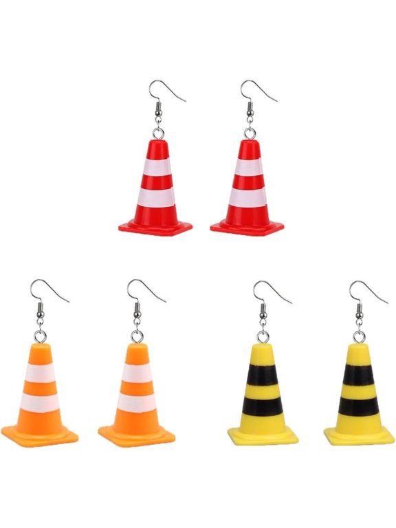 Traffic Cone Dangle Earrings Lightweight Acrylic Traffic Warnings Drop Earring for Women Creative Jewelry Traffic Cone Earrings Lightweight