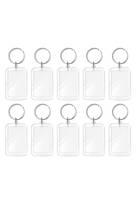 Transparent Acrylic Picture Frame Key 10 Pack Clear Photo Holder Keychain Accessories