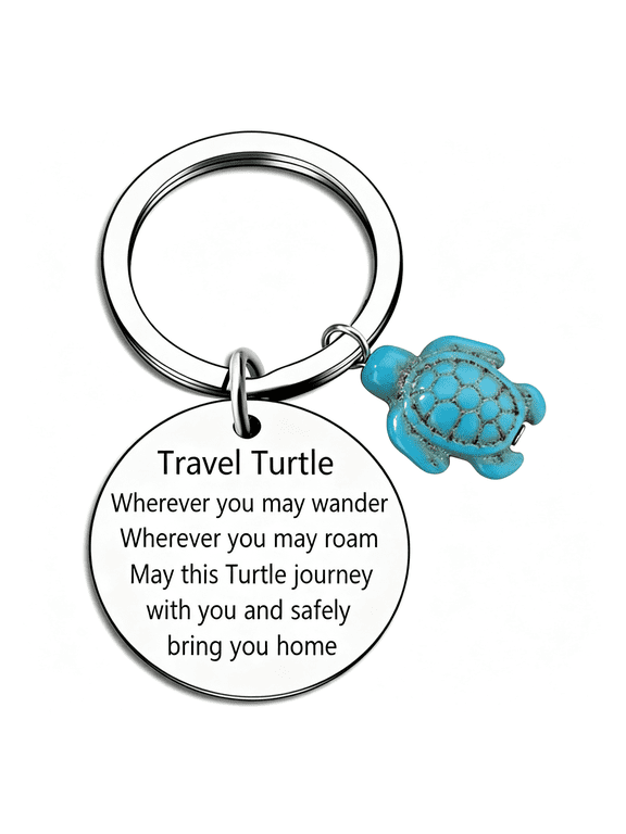 Travel Turtle Keychain Wherever You May Wander Good Luck Charm Jewellery for Family Friends Travel Turtle Keychain