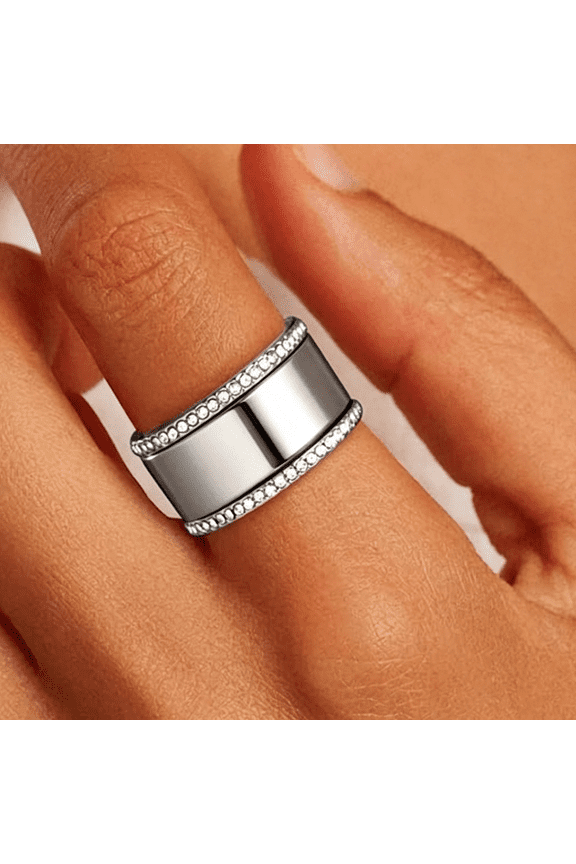 Trendy 3-Pack Stackable Rings for Women - 18K Gold Plated Cubic Zirconia Simulated Diamond Stack Rings for Women Size 6-10 Chic Womens Rings