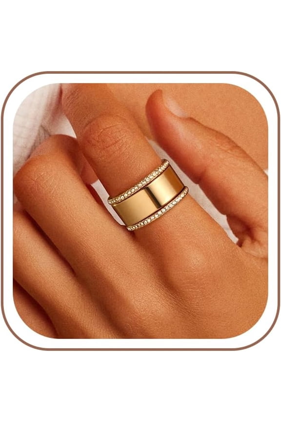 Trendy 3-Pack Stackable Rings for Women-18K Gold Plated Cubic Zirconia Simulated Diamond Stack Rings for Women Size 6-10
