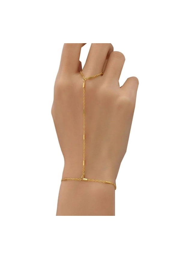 Trendy Real Gold Plated Alloy Hand Chain with Adjustable Length Stylish Accessory for Everyday Wear