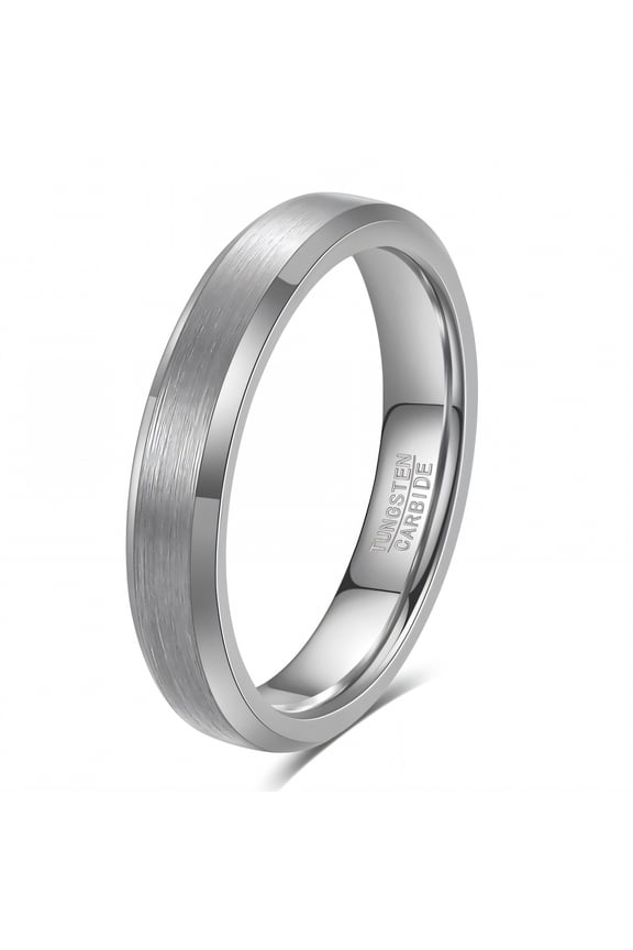 Tungsten Rings for Men,Barely-There Touch Silver Rings for Men,Distinct Profile Groove Ring