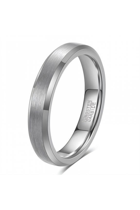 Tungsten Rings for Men,Silky Skin Feel Mens Wedding Band,Distinct Profile Silver Rings for Men