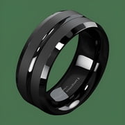 DESIGNICE Tungsten Rings for Men Wedding Bands for Him 8Mm Black Classic Comfort Fit Black Wedding Band for Men