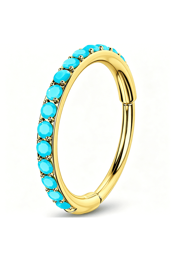 Turquoise Nose Rings Hoop for Women Men,316L Surgical Steel Nose Piercing Jewelry,Hinged Segment Septum Lip Rings Cartilage Conch Rook Helix Tragus Daith Earrings
