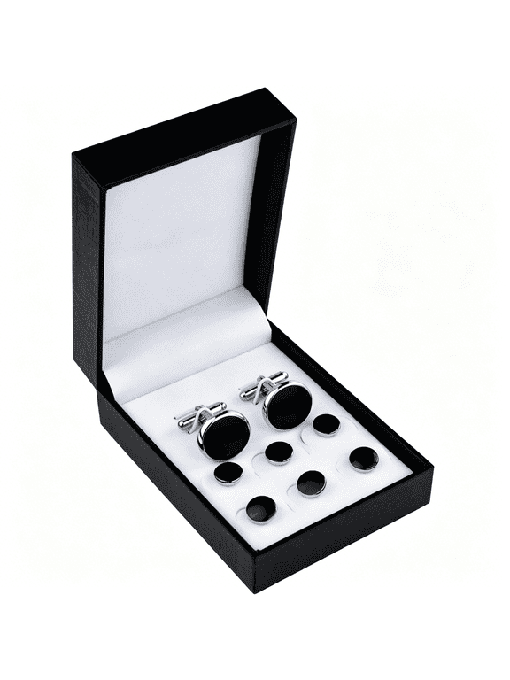 Tuxedo Studs and Cufflinks Set,Mens Cufflinks and Cuff Studs Set Cuff Links Stainless Steel Tux Buttons with Box for Tuxedo Shirts Wedding Business Gift