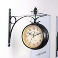 thumbnail image 1 of DESIGNICE Two-Sided Station Clock Double-Sided Wall Clock Retro Grandfather Clock Vintage Antique-Look Bracket Hanging Decorative Clock For Garden Indoors,Clock 12.12 * 7.5 Cm, 1 of 7