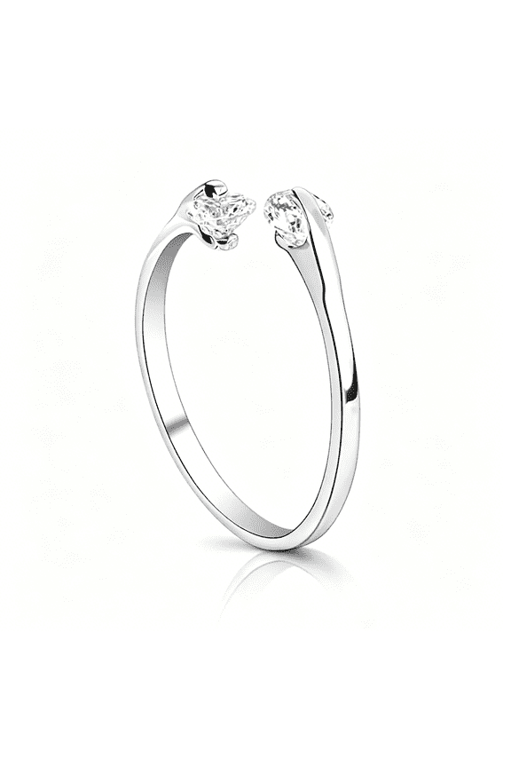 Two Stone Open Ring for Women,Dainty Minimalist Cz Bypass Ring,Thin Stackable Band,18K Gold Plated Simple Everyday Gift for Girlfriend R77