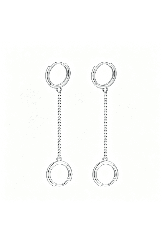 Unique Small Silver Chain Handcuff Hoop Earrings Double Piercing Dangle Drop Cartilage Earrings Chic Chain Huggie Hoop Earrings for Men Women Statement Jewelry Gifts