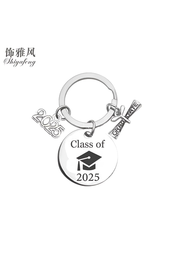 Unique Stainless Steel Keychain Creative Graduation Jewelry Charm Key Ring Present Graduates Keepsake for Him and Her