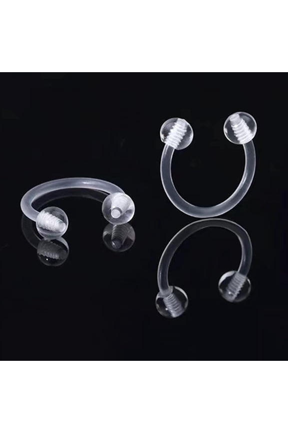 Unisex Anti-Allergy Plastic Hoop Ear Retainers,Clear Nose Studs Rings with Screw Ball Backs,For Sensitive Ears&Skin