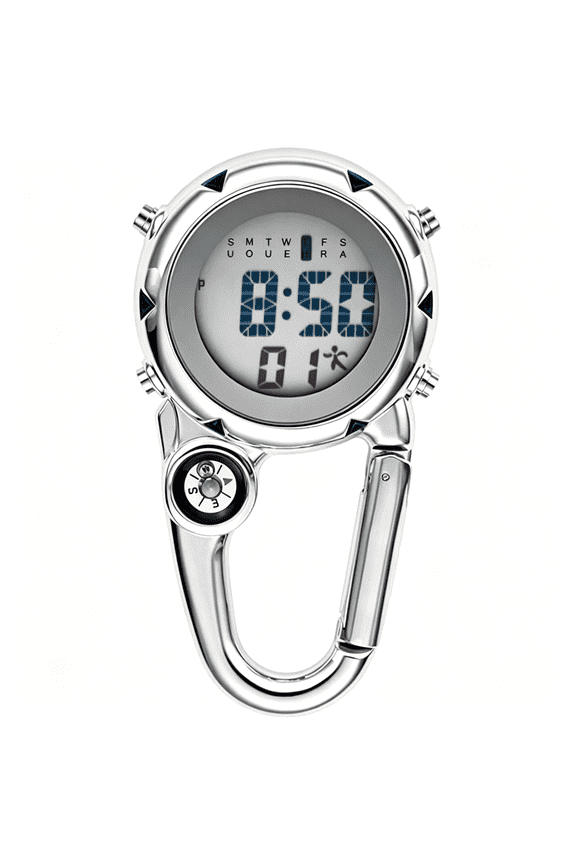 Unisex Clip on Multi-Function Digital Carabiner Watch Fob Watch Outdoor Adventure Pocket Watch