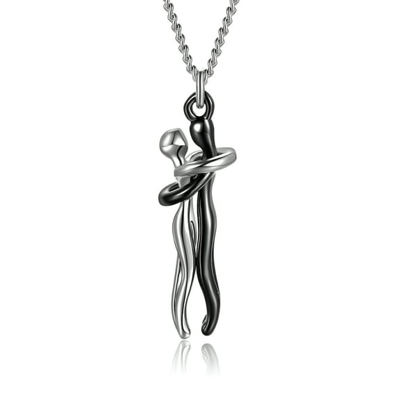 DESIGNICE Unisex Hug Couple Pendant Necklace Dance Partner Choker Neck Chain Jewelry Gift