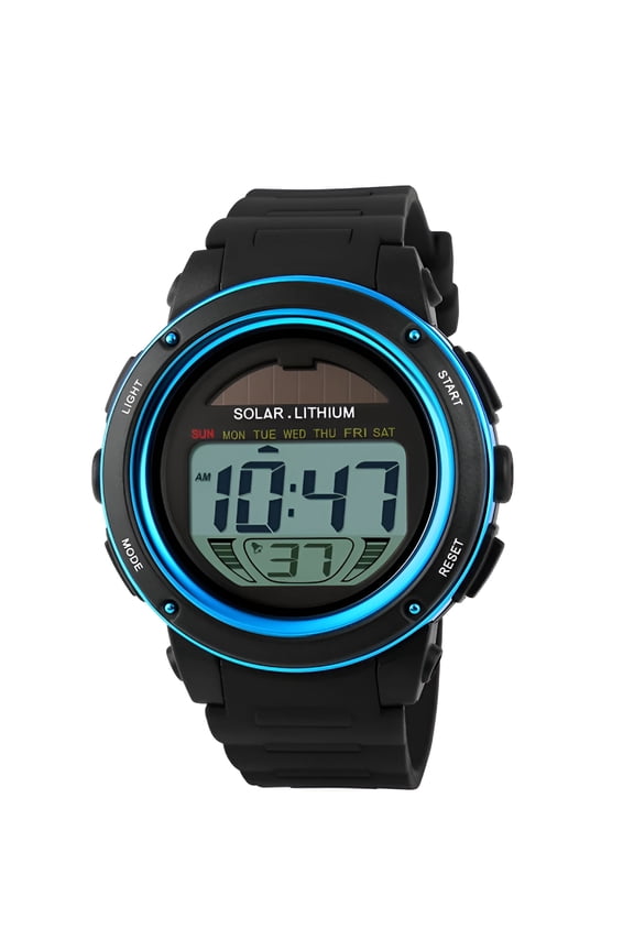 Unisex Sports Watch,Solar Watches for Men,5Atm Waterproof Solar Powered Watch Big Dial Multi-Function Wristwatch with Chronograph Alarm Backlight for Men Women