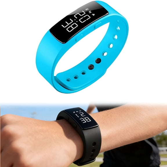 DESIGNICE Vibrating Alarm Reminder Watch,Silent Bracelet Wearable Wrist Alarm Clock for Step Counter,Vibration,Stopwatch Timer,2-Set Alarm Clock Design for Deep Sleepers (Blue)