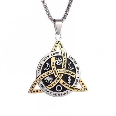 MENDEL Celtic Knot Evil Eye Cross Pendant Necklace - Stainless Steel, Glass Stone, Rolo Chain, Unisex