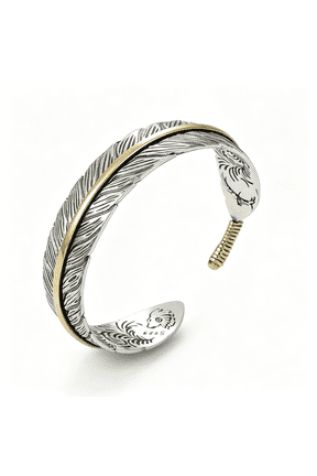 Vintage Feather Cuff Bracelet Lucky Hoop Feather Copper Bangle Simple Retro Adjustable Bracelet Jewelry for Men and Women