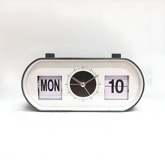 DESIGNICE Vintage Flip Clock, Mechanical Alarm Clock with Manual Calendar, Quiet Desktop Digital Timepiece for Home Decor