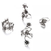 DESIGNICE Vintage Knuckle Rings Set for Women Bohemian Retro Hollow Carved Flower Rings Boho Stackable Chunky Rings Set Y2K Ring Statement Rings Vintage Bohemian Style Jewelry for Women