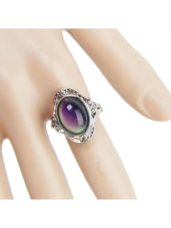Vintage Mood Ring for Women, Adjustable Color Changing Emotion Jewelry, Retro Personality Statement Ring for Parties and Daily Wear