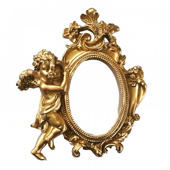 DESIGNICE Vintage Picture Frames,Angel Figure Picture Frames,Sculpted Form Gold Picture Frames,5.91"X7.09",Style1