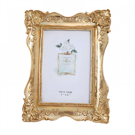 DESIGNICE Vintage Picture Frames,Design Innovation Photo Frames,Fine Carving Gold Picture Frames,9.85"X7.88",Gold