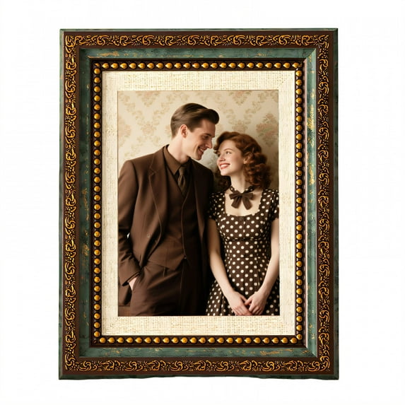 DESIGNICE Vintage Picture Frames,Object Holder Small Picture Frames,Emotion Scene Photo Frame,5.91"X7.88",Green