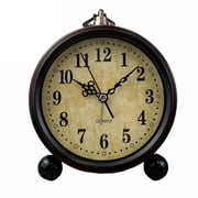 DESIGNICE Vintage Table Clock Battery Operated, Mantel Clock for Living Room Fireplace Decor, Silent Metal Desk Clock, Farmhouse Shelf Clock