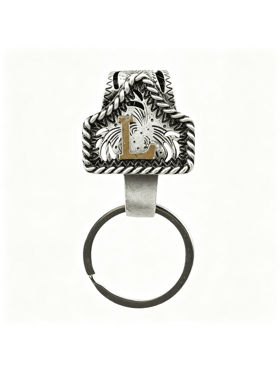 Vintage Western Cowboy Letter Keychain,Handmade Metal A-Z Initial Key Chain Clip,Personality Key Holder for Pocket&Bag Key Chains Men