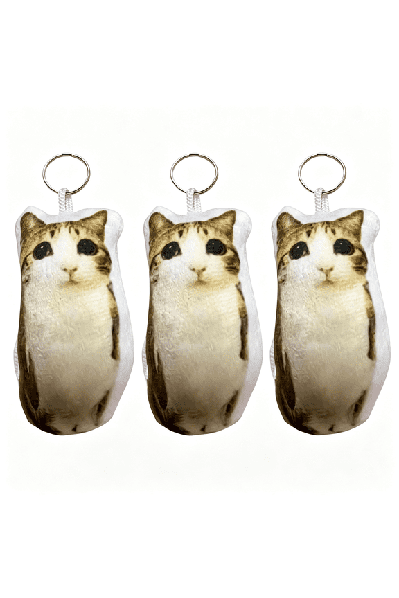 Voice-Playing Plush Cat Keychain Cute Realistic Cat Meow Sound Keyring,Funny Toy for Stress Relief,Backpack Accessory Home Keychain