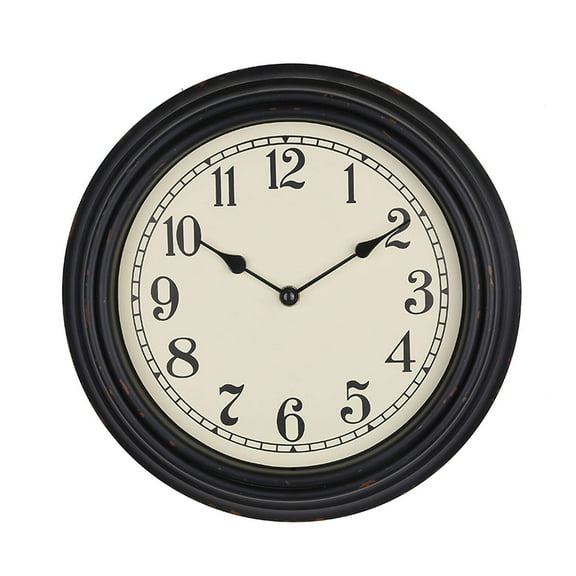 DESIGNICE Wall Clock,Classic European Vintage Design Bathroom Clock,Quiet Silent Quartz Movement Wall Clocks Battery Operated,Black