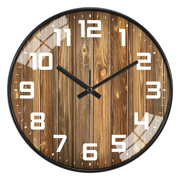 DESIGNICE Wall Clock,Precision Atomic Wall Clock,12-Inch Silent Non-Ticking Round Rustic Style,Perfect Bedroom and Living Room Decor