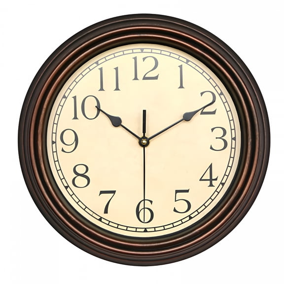 DESIGNICE 12 Inch Retro Wall Clock, Silent Non-Ticking Quartz Timepiece, Vintage Bronze Decorative Clock for Living Room, Kitchen, Office, Battery Operated