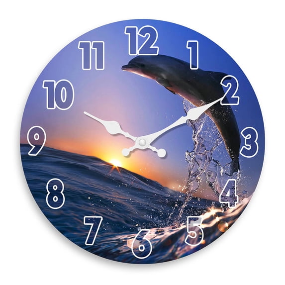 DESIGNICE Wall Clock,Silent Movement Peaceful Living Kitchen Clock,Stylish Minimalist Retro Design Wall Clocks Battery Operated,12",Style7