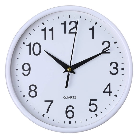 DESIGNICE Wall Clock Silent Non Ticking - Large Round White Clock with Clear Glass Lens, Battery Operated Quartz Movement, Easy Mount for Living Room Bedroom Kitchen Office Home Decor