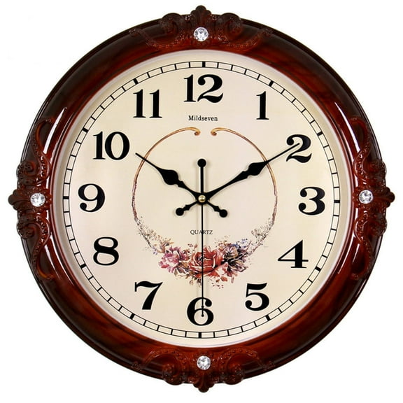 DESIGNICE Wall Clock,Stunning Diamond-Like Frame Large Wall Clock,Precision Clock Hands Kitchen Clock,Style1