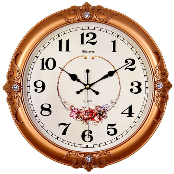 DESIGNICE Wall Clock,Stunning Diamond-Like Frame Large Wall Clock,Precision Clock Hands Kitchen Clock,Style4
