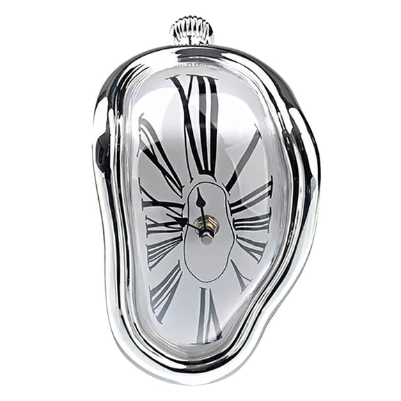 DESIGNICE Wall Clock Twisted Melting Wall Clock Mute Silent Roman Numeral Wall-Mount Timepiece for Living Room Bedroom Office Decorative Distorted Design Non-Ticking Movement Melting Clock
