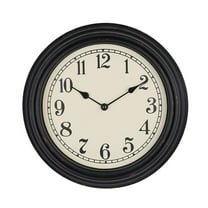 DESIGNICE Wall Clock,Vintage European Style Large Wall Clock,Silent Movement Stylish Home Clock Bathroom Clock,Black
