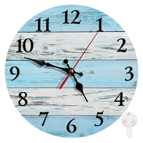 DESIGNICE Wall Clock,Wooden Country Design Wall Clocks Battery Operated,Large Bold Numbers Small Wall Clock,10",Style4