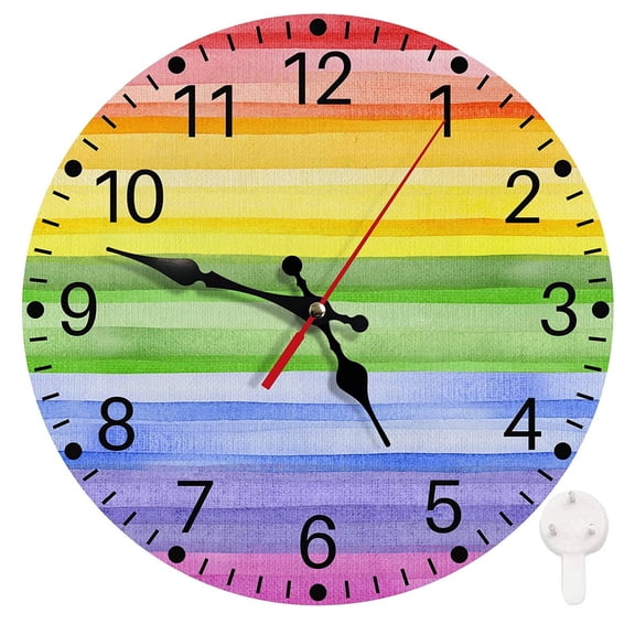 DESIGNICE Wall Clock,Wooden Country Design Wall Clocks Battery Operated,Large Bold Numbers Small Wall Clock,10",Style9