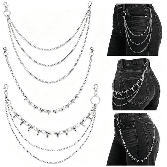 DESIGNICE Wallet Chain Pants Chain,3Pcs Pocket Chains|Hip Hop Punk ...