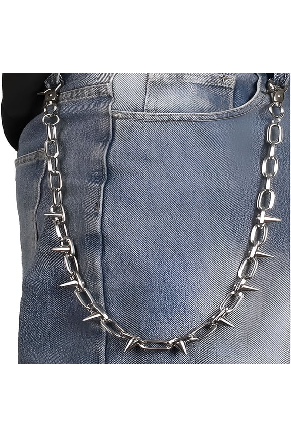 Wallet Chain Pants Chain Hip Hop Punk Jeans Chain Key Chain Goth Heavy Rivet Accessories for Women Men - Silver