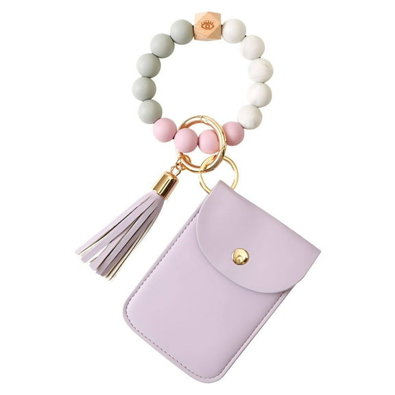 DESIGNICE Wallet Keychain,Key Ring Design Keychain Wristlet,Lightweight and Durable Wristlet Wallets for Women,Purple