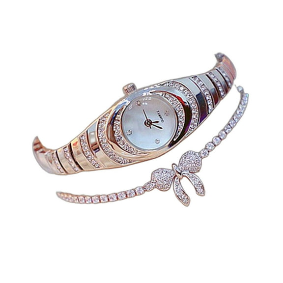 DESIGNICE Watch,Sparkling Diamond Bracelet Set,Charming Butterfly Bracelets,Silver