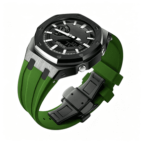 DESIGNICE Watch Strap Case Mod Kit Parts,Black Smooth Metal Case Modify Replace Silicone Watch Band Strap Compatible with G Shock Ga-2100/Ga-2110/Ga-B2100