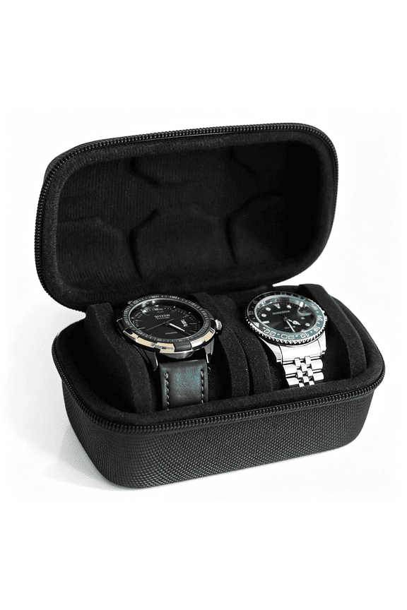 Watch Travel Case for Men and Women Portable Single Watch Storage Box and Organizer for Wristwatches and Smart Watches(Black,2 Slot)