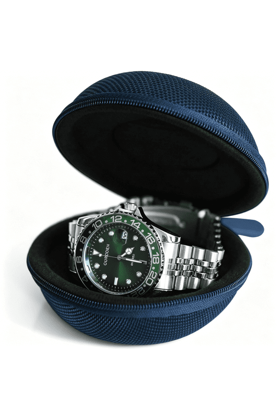 Watch Travel Case for Men and Women Portable Single Watch Storage Box and Organizer for Wristwatches and Smart Watches(Blue,1 Slot)
